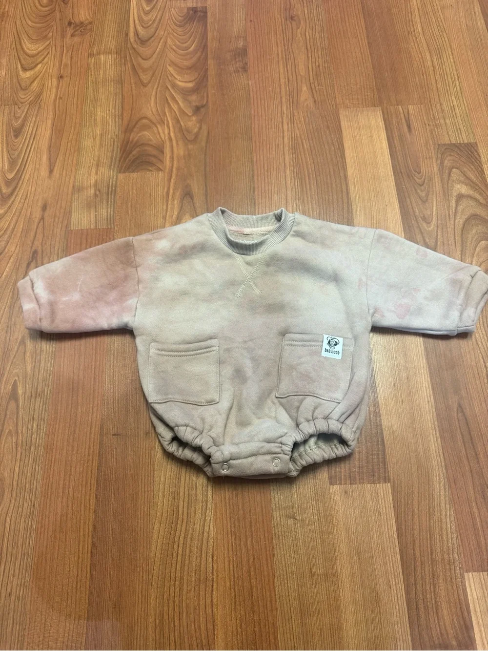 Badwood baby muted mauve crewneck romper - 3-6M